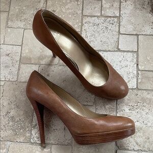 Stuart Weitzman Brown Leather Heels 10 1/2 As Is
